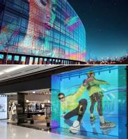 illustration d'application de film led transparent sur vitrines